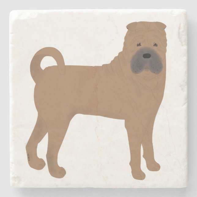 Shar Pei Stone Untersetzer (Vorderseite)
