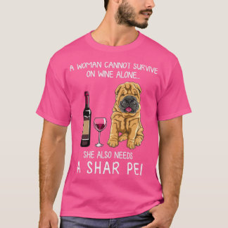 Shar Pei und Wein Funny dog T-Shirt
