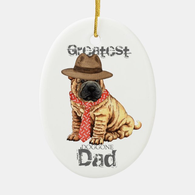 Shar-Pei Vater Keramik Ornament (Vorne)