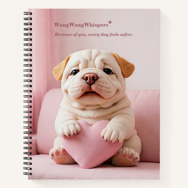 Shar Pei Welpe – Süße Umarmung von WangWang Notizbuch (Vorderseite)