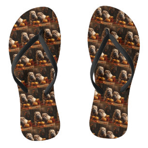 Shar Pei Welppy Autumn Delight Pumpkin Flip Flops