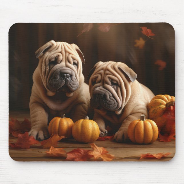 Shar Pei Welppy Autumn Delight Pumpkin Mousepad (Vorne)