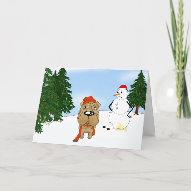 Shar-Pei Winter Szene Feiertagskarte (Vorderseite)