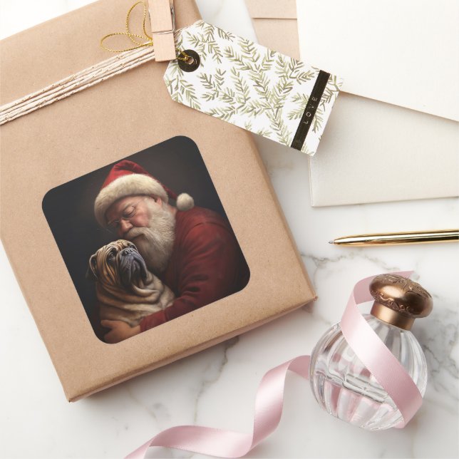 Shar Pei zu Weihnachten Quadratischer Aufkleber (Schenken)