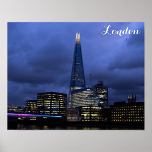 Shard Tower at Night, London England Poster