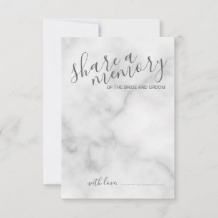 'Share a Memory' Elegant Marble Script Hochzeit Hinweiskarte