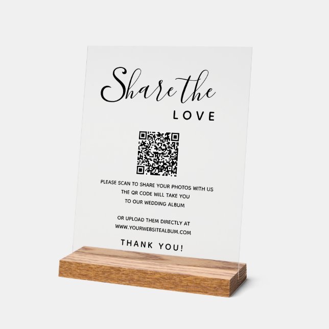 Share Liebe Wedding Fotos Digital Album QR Code Acrylschild (Winkel)