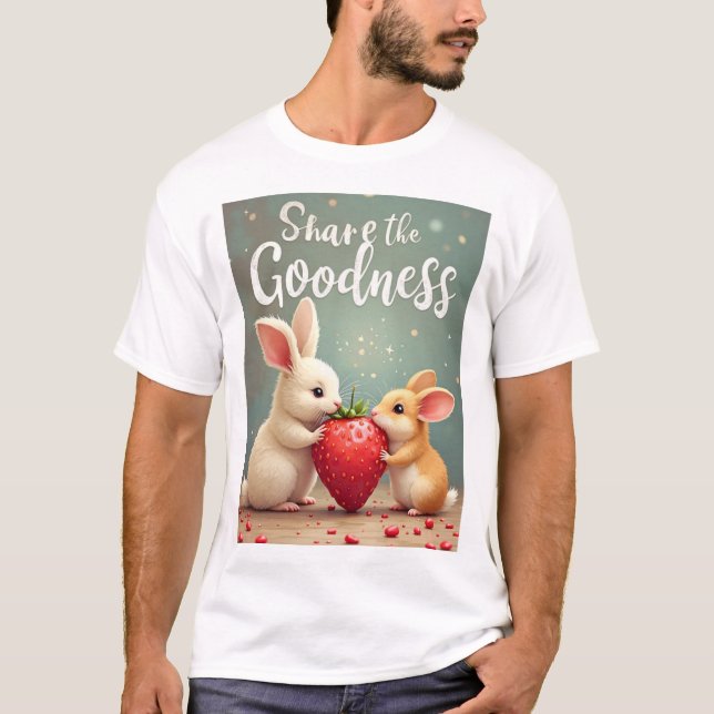 "Share the Goodness" - Dreamy Rabbit & Hamster T-Shirt (Vorderseite)