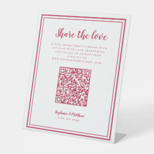 Share the Liebe Wedding Foto QR Scan Code Magenta Sockelschild