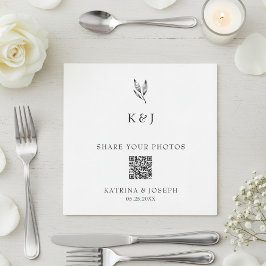 Share your Photos QR Code Botanical Wedding Serviette
