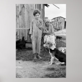 Sharecropper Family with Hound Hund: 1935 Poster