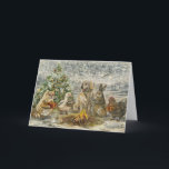 Shared Warmth Whimsical Farmhouse Animals Campfire Karte<br><div class="desc">This greeting card features a dog,  cat,  rabbit,  and duck gathered around a cozy campfire on a peaceful farm decorated for Christmas. The warm,  festive scene is perfect for holiday greetings,  Christmas messages,  or thinking-of-you notes. A sweet card for animal lovers.</div>