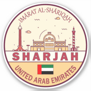Sharjah United Arab Emirates City Skyline Emblem Aufkleber