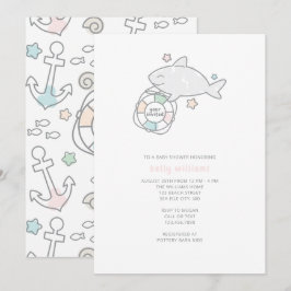 Shark Ahoy Baby Shower Einladung