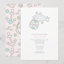 Shark Ahoy Girl Baby Shower Einladung