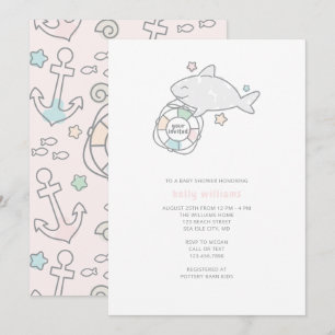 Shark Ahoy Girl Baby Shower Einladung