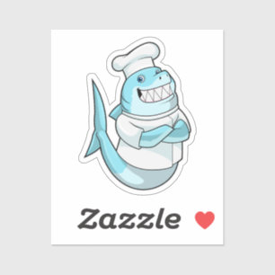 Shark as Chef with Cooking apron Aufkleber