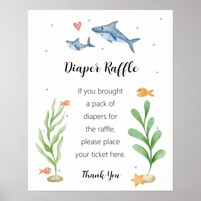 Shark Baby Duft Windeln Raffle-Zeichen Poster (Vorne)