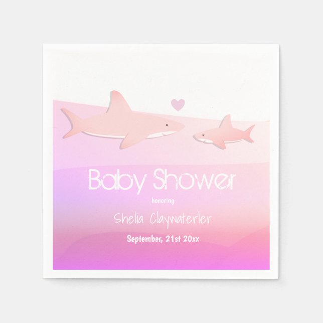 Shark Baby Dusche Niedlich Pink Ocean Animal Serviette (Vorderseite)