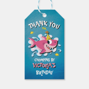 Shark Baby Girl Geburtstagsparty Gift Tags Geschenkanhänger