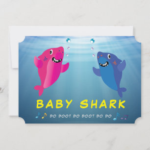 Shark Baby Pink 🦈 Blue Birthday Party Einladung