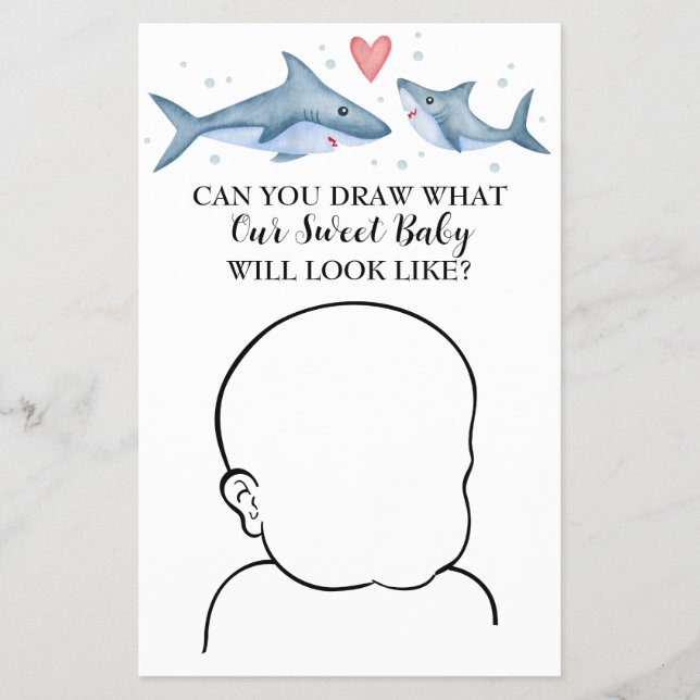 Shark Baby Shower Zeichne Baby Game Flyer (Vorne)