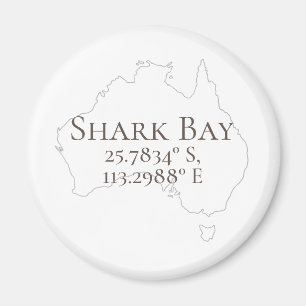 Shark Bay Australien Latitude & Longitude Magnet