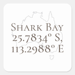 Shark Bay Australien Latitude & Longitude Quadratischer Aufkleber