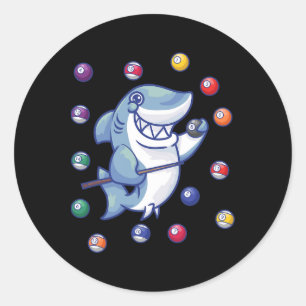Shark Billiard Player I Pool Billiard I Snooker I Runder Aufkleber