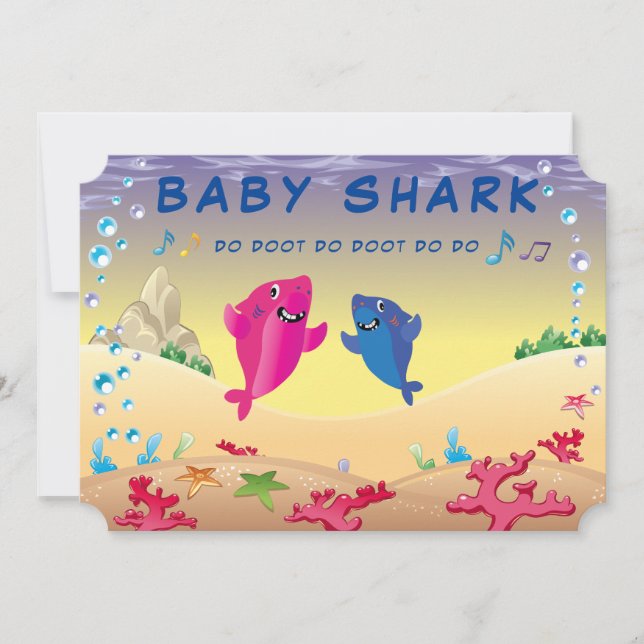 Shark 🦈 Birthday Baby Ocean Party Kinder Spaß Einladung (Vorderseite)