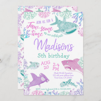 Shark Birthday Invitation Einladung