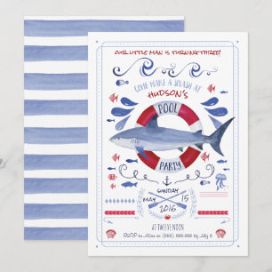 Shark Birthday Pool Party Einladung