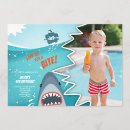 Shark Birthday Pool Party Junge Haifisch Bite Bait Einladung