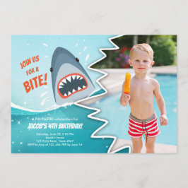 Shark Birthday Pool Party Junge Haifisch Bite Bait Einladung