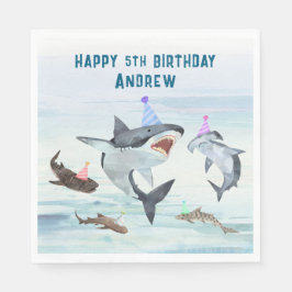 Shark Birthday Pool Party Napkins Serviette