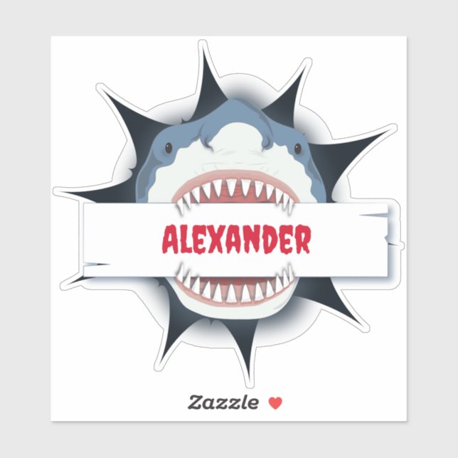 Shark Bite Personalisiert Aufkleber (Blatt)