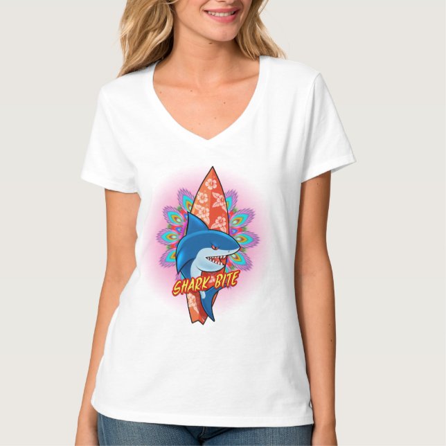 Shark Bite surf mandala T Shirt 2 (Vorderseite)