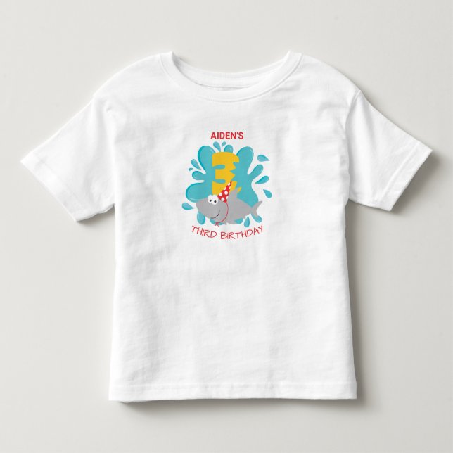 Shark Bite Zweite Geburtstagsfeier T - Shirt (Vorderseite)