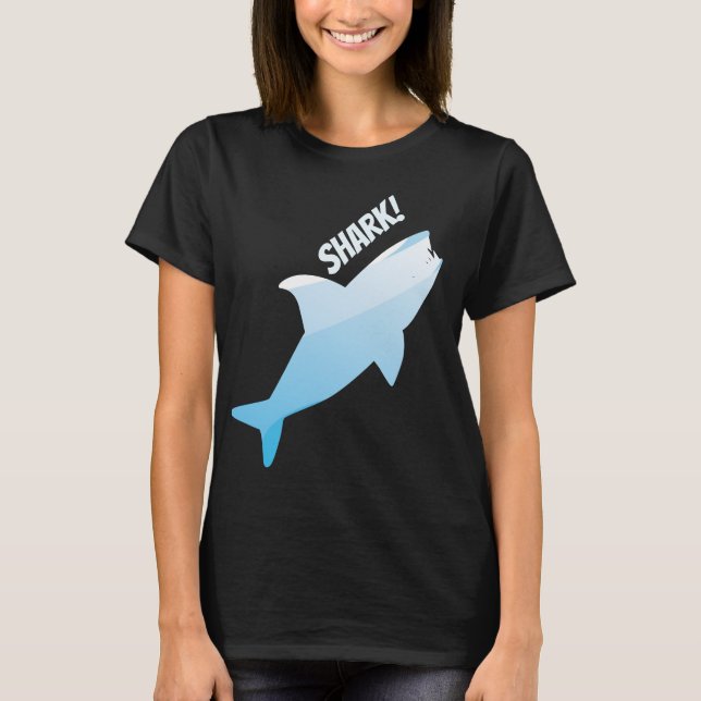 Shark Blue Animal Word Illustration T-Shirt (Vorderseite)