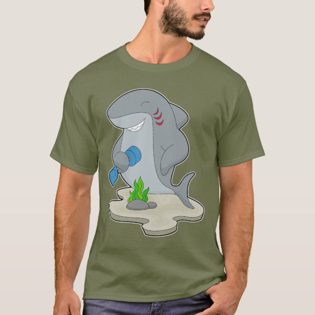 Shark Bodybuilder Dumbell-Bodybuilding T-Shirt (Vorderseite)