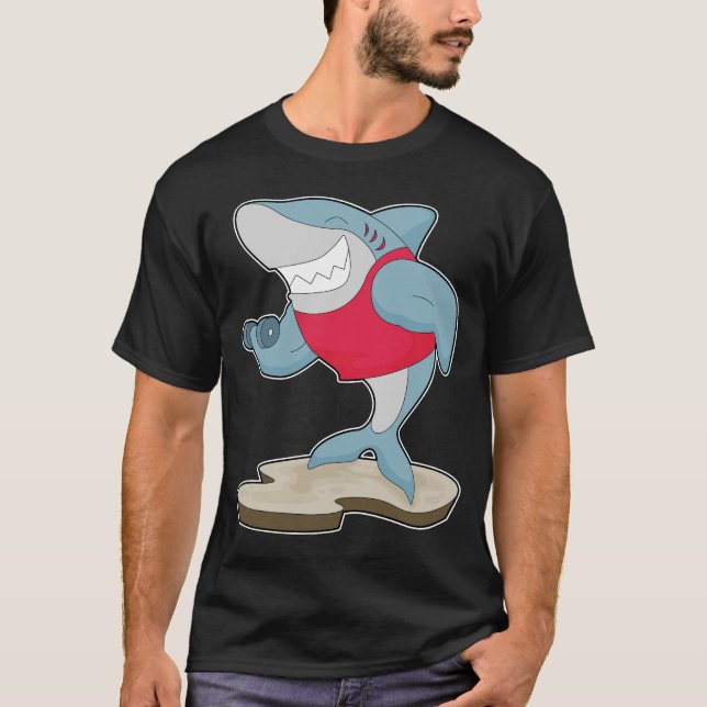 Shark Bodybuilding Dumbell T-Shirt (Vorderseite)