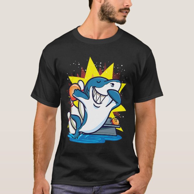 Shark Bowling Kids Animals Chemise Party T-Shirt (Vorderseite)