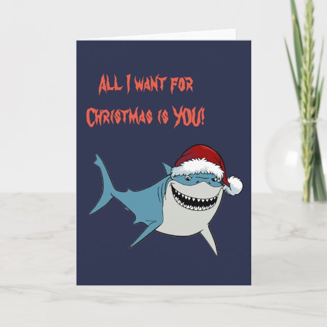 Shark Christmas Card Feiertagskarte (Vorderseite)