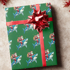 Shark Christmas Geschenk Wrap Santa Claus Riding S Geschenkpapier