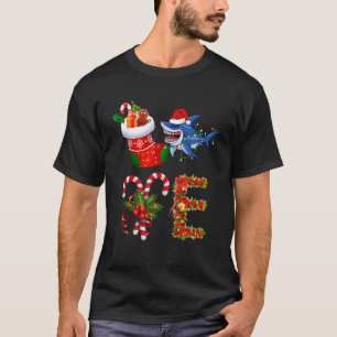 Shark Christmas Lights Led Funny Weihnachtsmannmüt T-Shirt