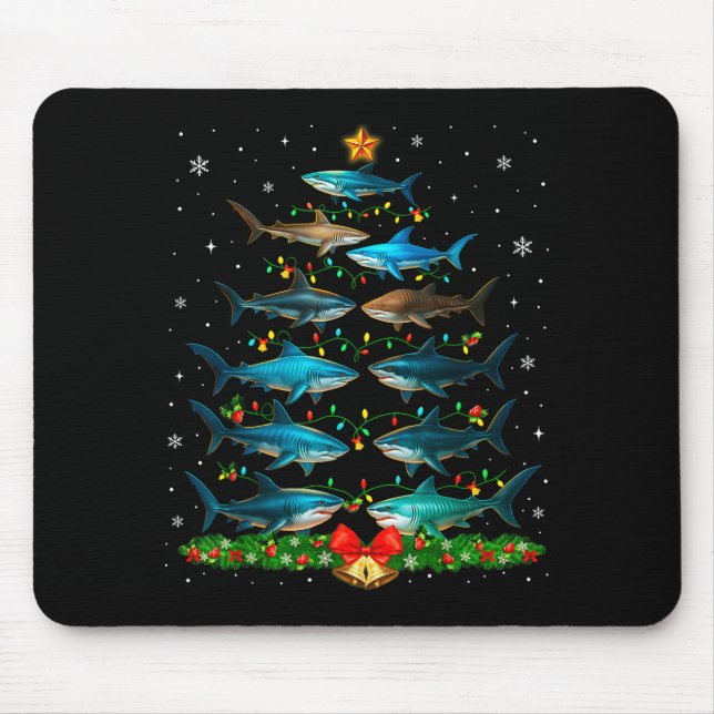 Shark Christmas Tree Ornament Funny Shark Lovers X Mousepad (Vorne)