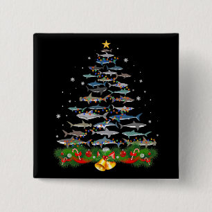 Shark Christmas Tree Shark Lovers Ohrts Button