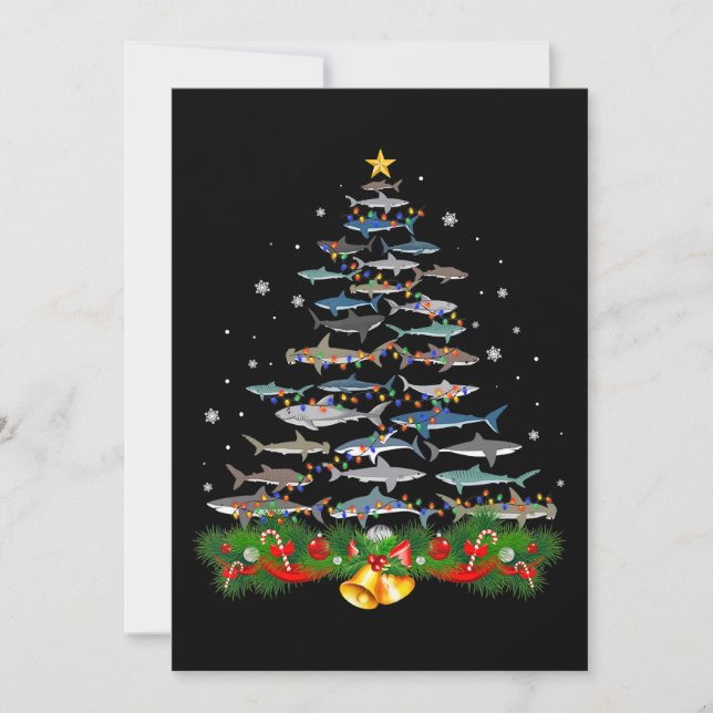 Shark Christmas Tree Shark Lovers Ohrts Einladung (Vorderseite)