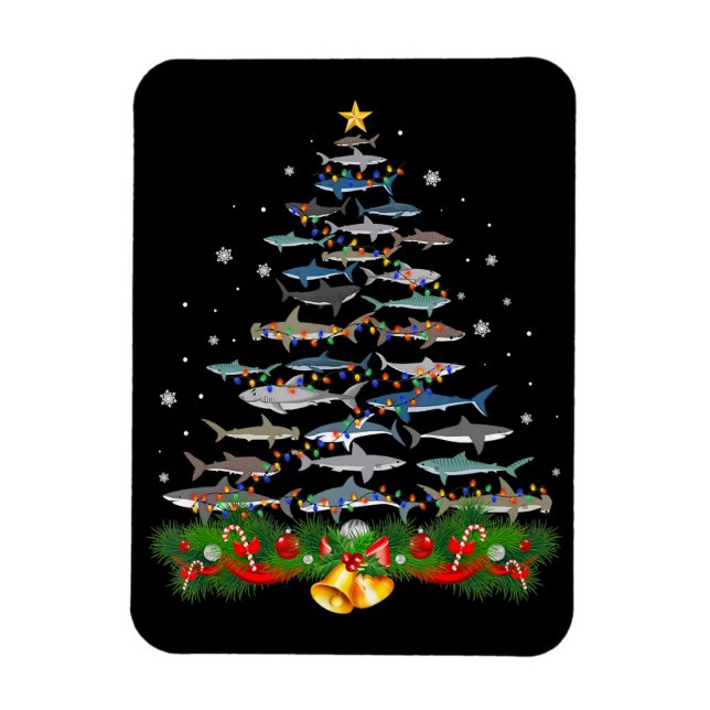 Shark Christmas Tree Shark Lovers Ohrts Magnet (Vertikal)