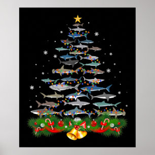 Shark Christmas Tree Shark Lovers Ohrts Poster